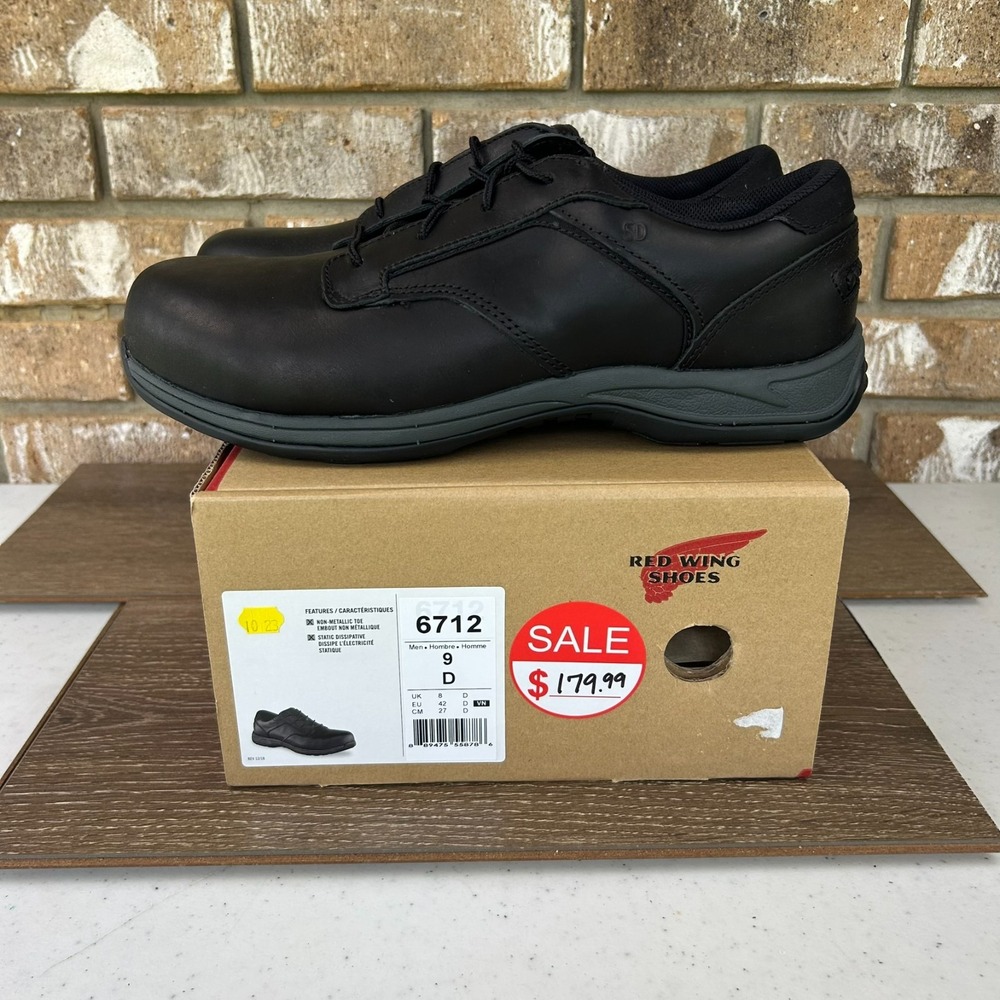 RedWing 6712 ComfortPro Composite Toe Oxford Work Shoes Mens 9 D Black NEW